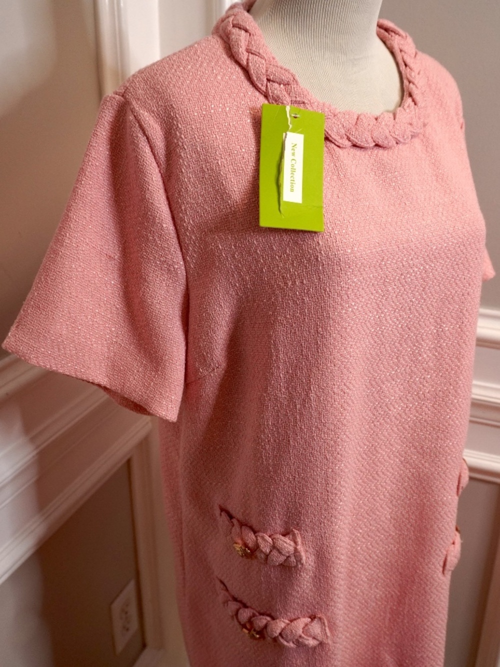 NEW Classy Pink Tweed Jackie Dress Size: Large - Picture 2 of 5